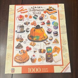 Master Pieces linen Halloween Treats Puzzle. 1000 pieces.  Complete.